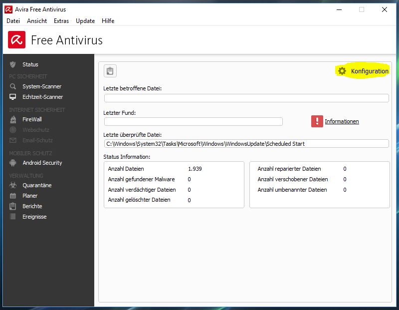 Antivirus Konfiguration