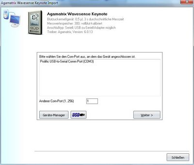 Datenübernahme vom Agamatrix Wavesense Keynote ins Diabetes-Tagebuch
