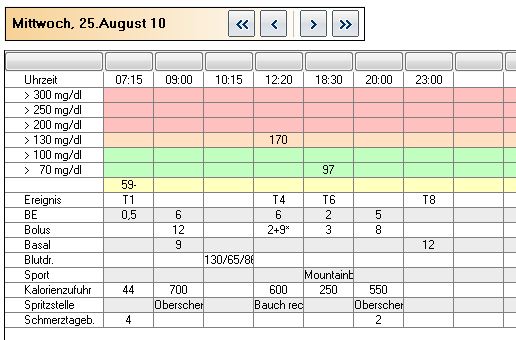 UDT im Detailtagebuch